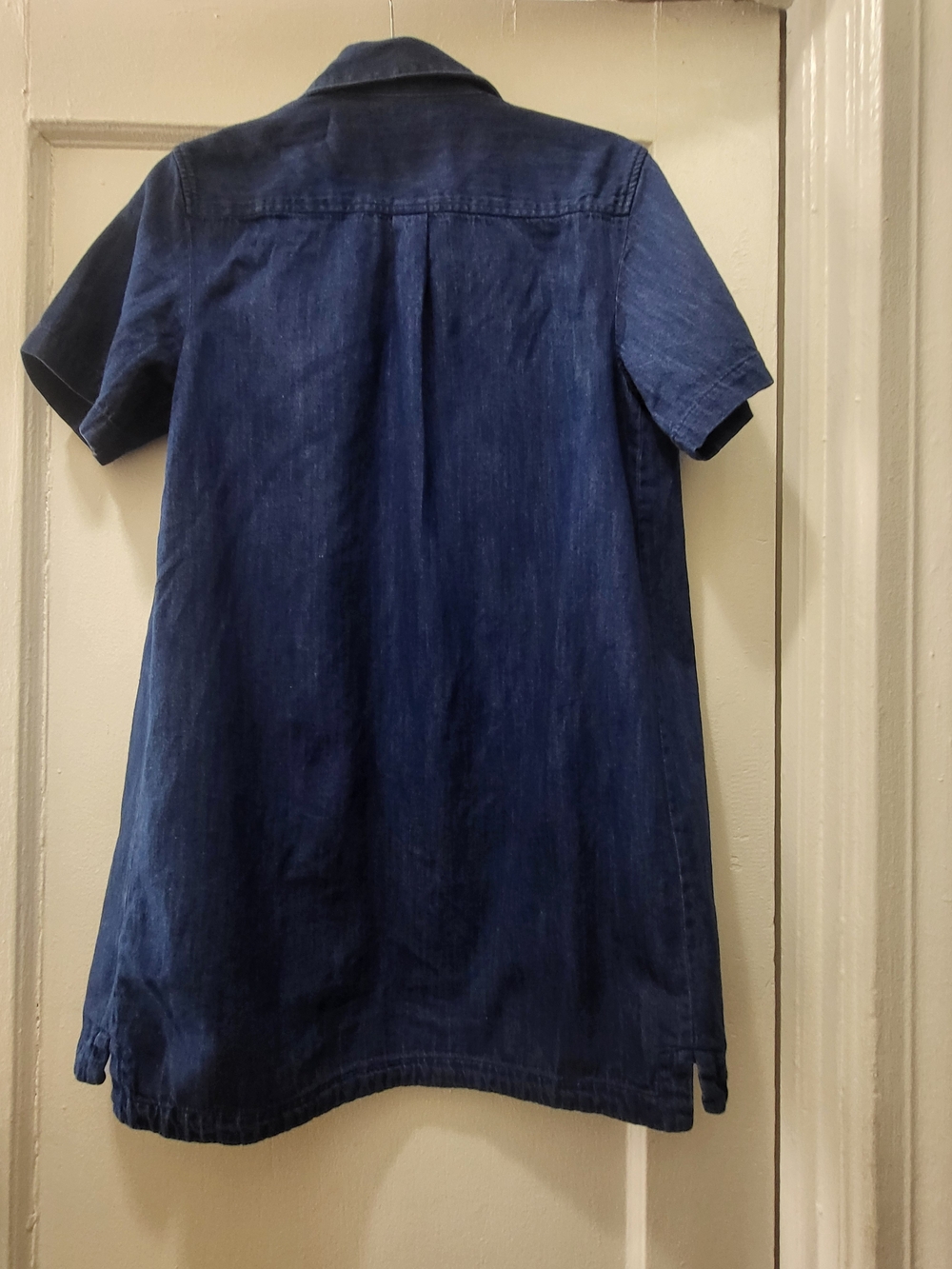 J. Crew Blue Short-Sleeve Chambray Mini Shirt Dress - Picture 6 of 8